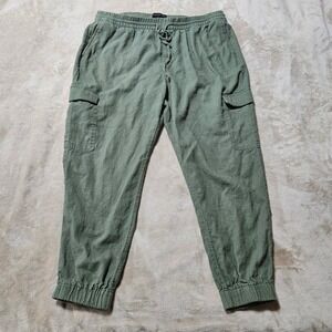 Banana Republic Womens Linen‎ Blend Cargo Jogger Pants Olive Green Size L